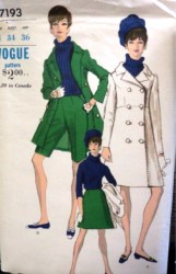 7193 VOG 2 BRSTD EMPIRE COAT LENGTHS,SHORTS,SKIRT PATTERN 14 34